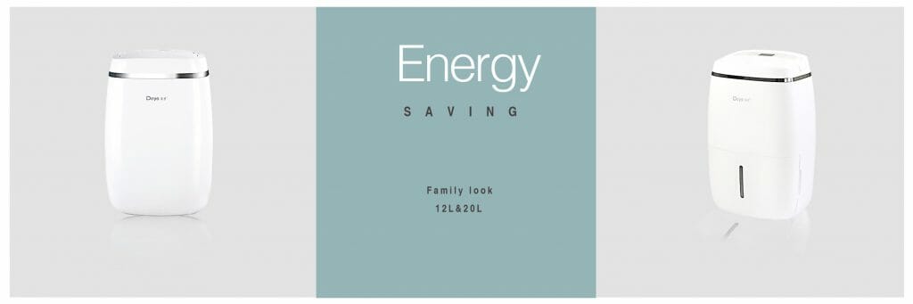 Two white, sleek air purifiers flank a panel displaying "Energy Savings" and "Energy Level: 106.23W.