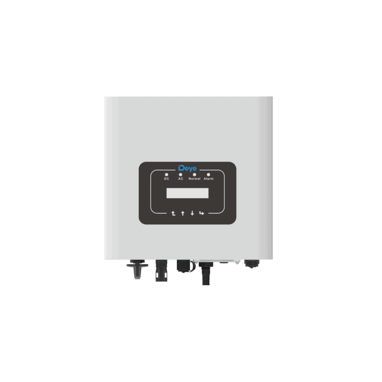 Deye solar inverter with digital display, designed for efficient energy conversion in solar power systems. Compact, reliable, and suitable for residential and commercial installations.