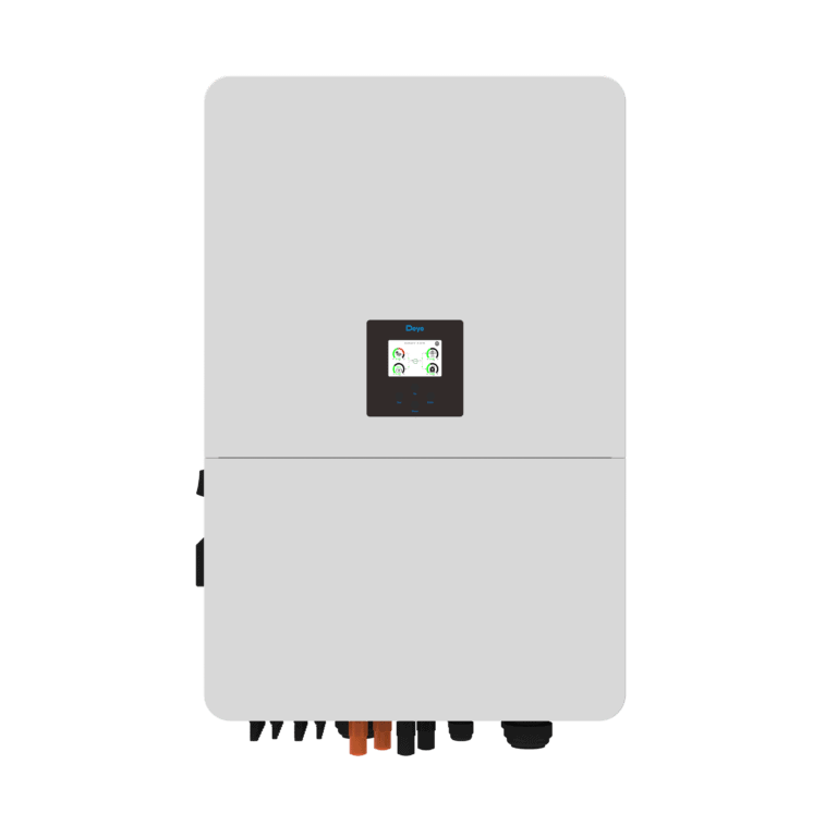 Deye SUN-60/70/75/80K-SG02HP3-EU-EM6 three-phase hybrid inverter for solar energy systems, featuring advanced control and high efficiency for residential and commercial use.